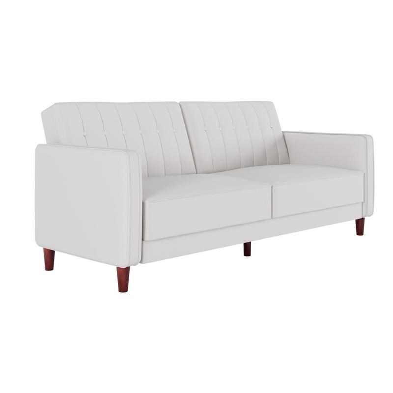 DHP Ivana Tufted Futon and Upholstered Sofa Sleeper Bed in White Faux Leather