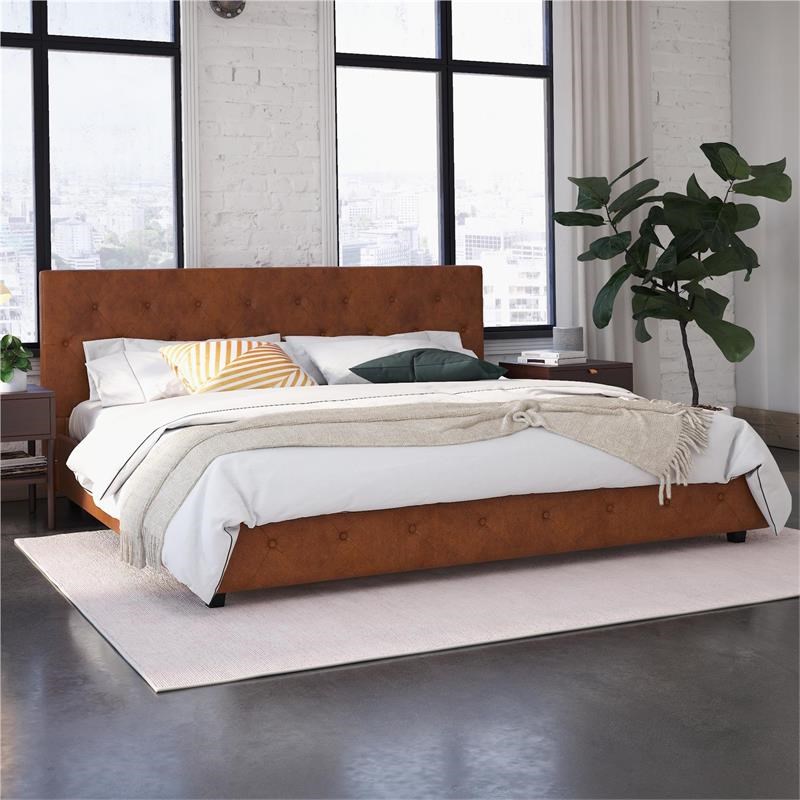 Dhp Dakota Upholstered Platform Bed, Dhp Dakota Upholstered Faux Leather Platform Bed King White