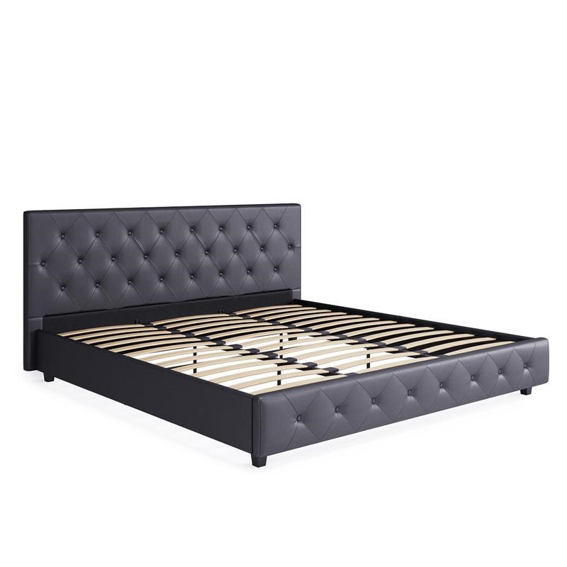 Dhp Dakota Upholstered Platform Bed King Size Frame In Gray Faux Leather Homesquare Dhp Dakota Upholstered Platform Bed, Upholstered Panel Bed King Size