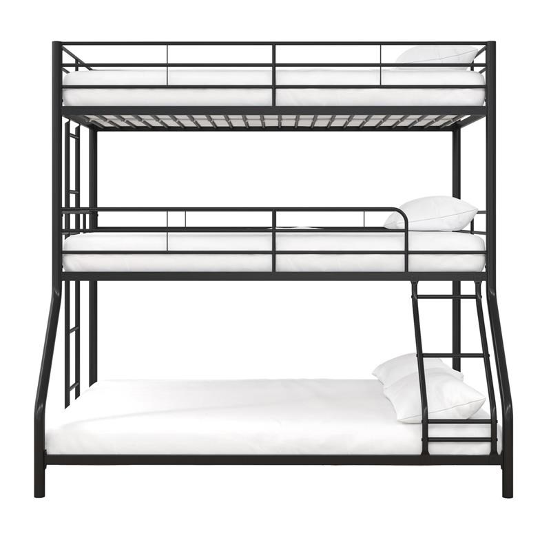 Max & Finn Altona Metal Triple Bunk Bed Bed for Kids Twin/Twin/Full in Black