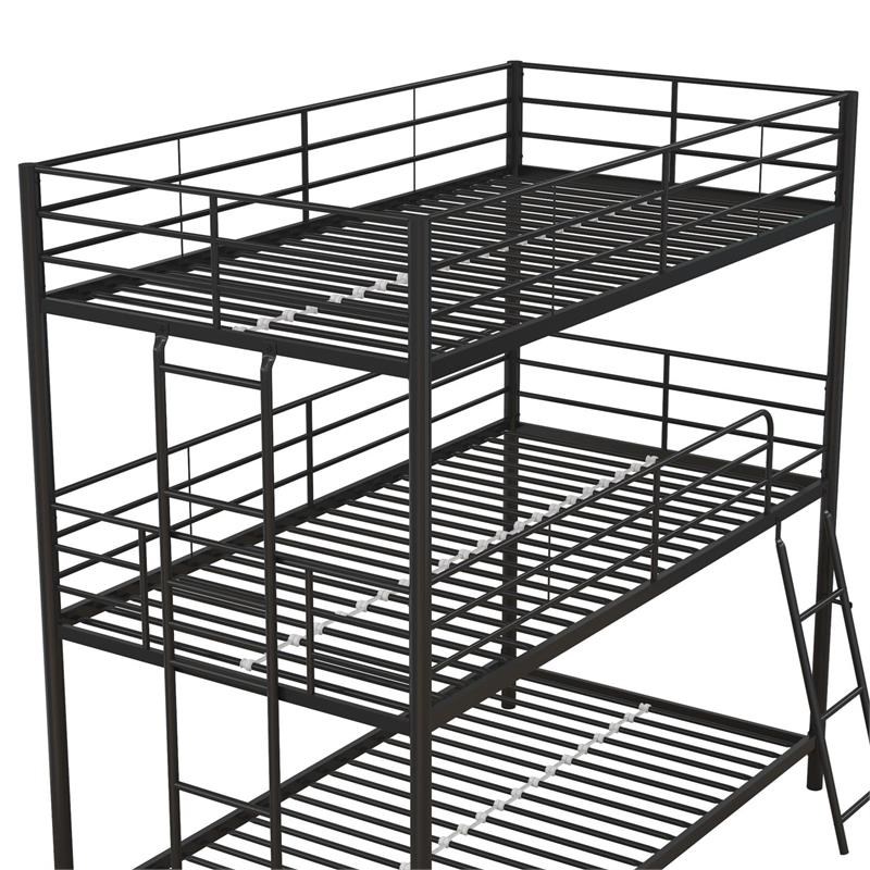 Max & Finn Altona Metal Triple Bunk Bed Bed for Kids Twin/Twin/Twin in Black