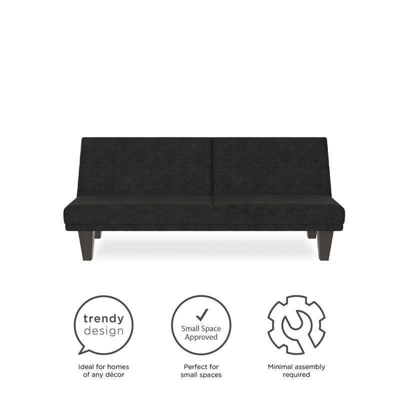 DHP Dillan Convertible Futon Sleeper Sofa in Black Microfiber