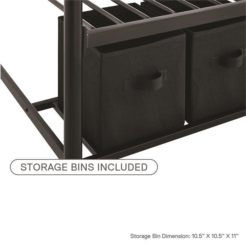 DHP Bonnie Twin/Twin Bunk Bed with Storage Bins in Black