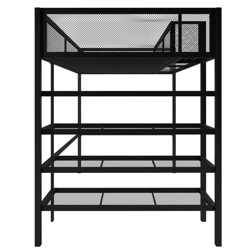 DHP Storage Loft bed with Bookcase in Black Metal