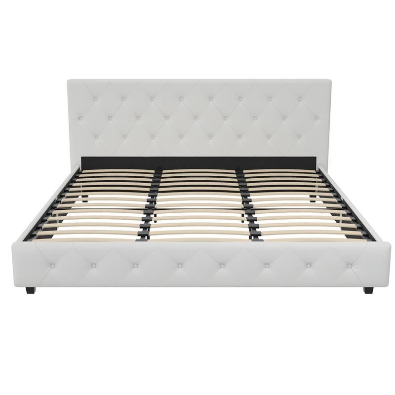 DHP Dean Upholstered Bed King In White Faux Leather | Homesquare