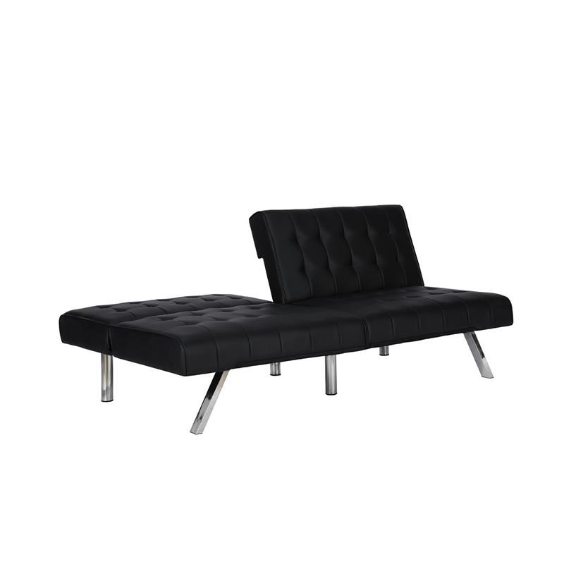 DHP Emily Sectional Futon Sofa Bed with Convertible Chaise Lounger in