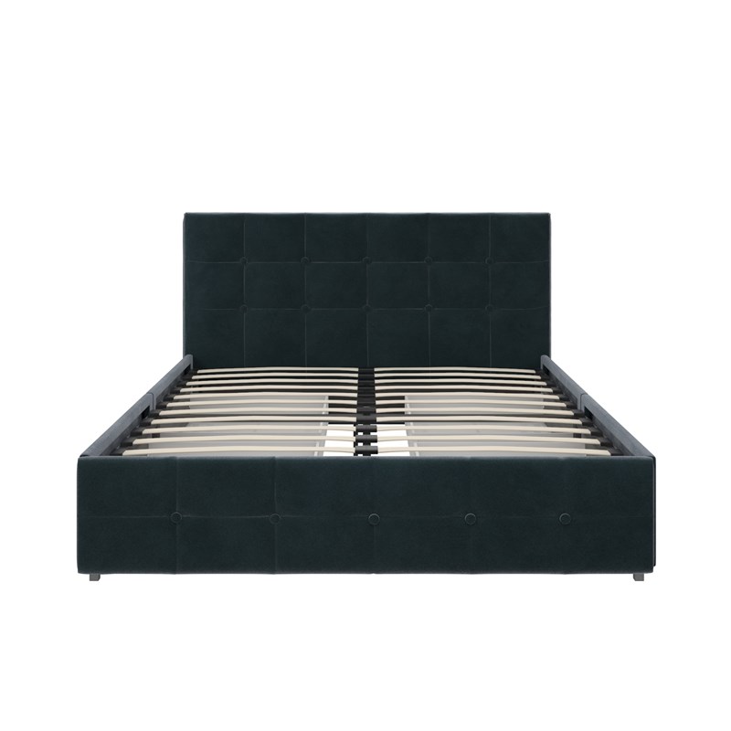 DHP Ryan Blue Velvet Upholstered Bed w/storage Queen