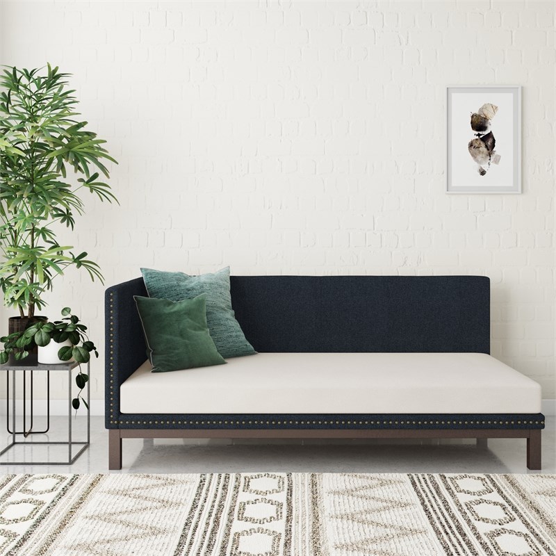 DHP Dale Upholstered Daybed Twin in Blue Linen