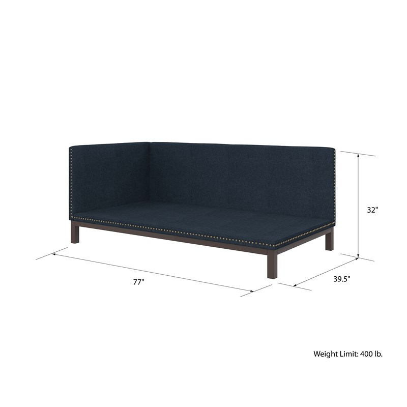 DHP Dale Upholstered Daybed Twin in Blue Linen