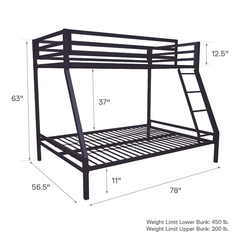 Mainstays Premium Twin over Full Metal Bunk Bed in Blue