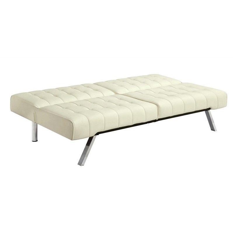 DHP Emily Faux Leather Convertible Sofa in Vanilla
