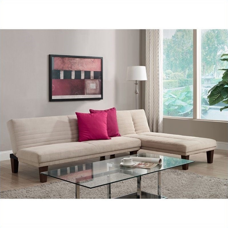 DHP Dillan Upholstered Convertible Sofa in Tan Mircrofiber