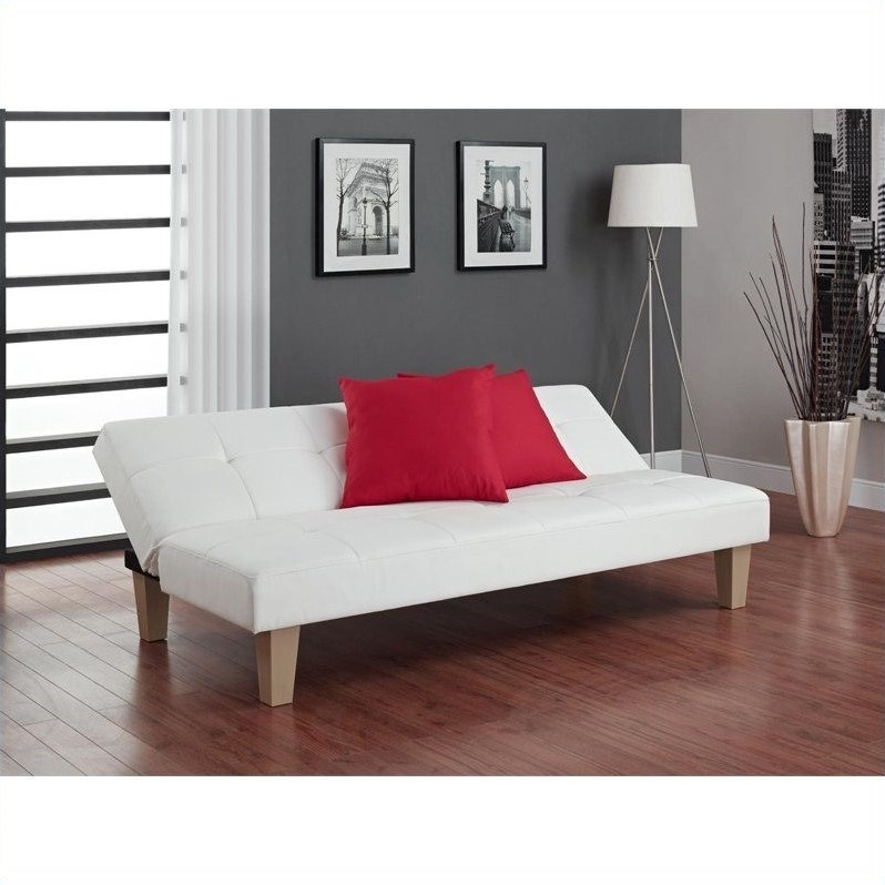 DHP Aria Faux Leather Convertible Sofa in White