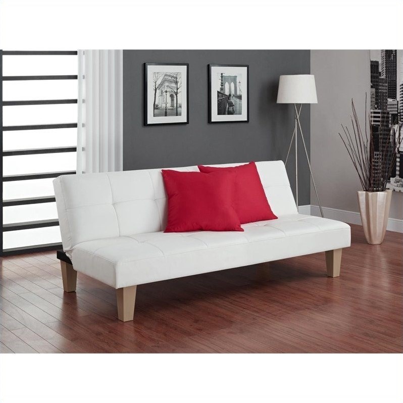 DHP Aria Faux Leather Convertible Sofa in White