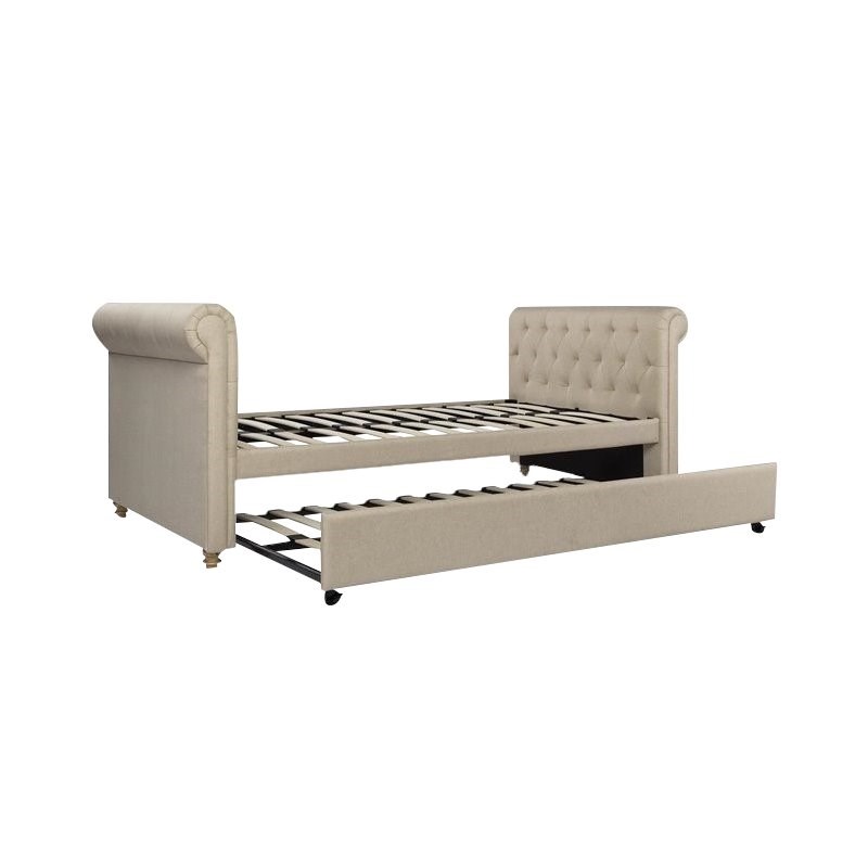 DHP Sophia Upholstered Twin Daybed with Trundle in Tan Homesquare