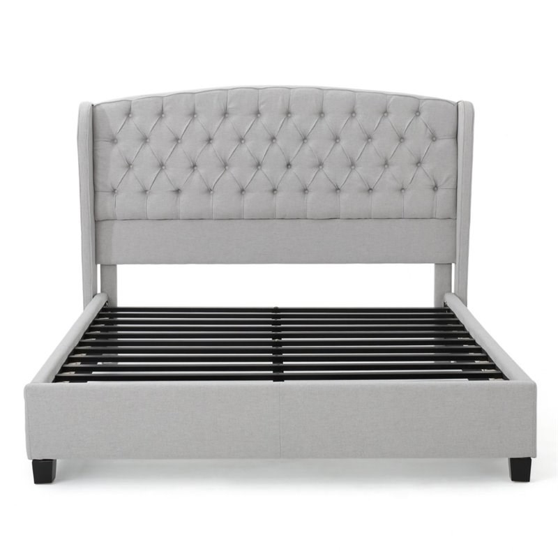 Noble House Virago Upholstered Low Profile King Platform Bed in Light
