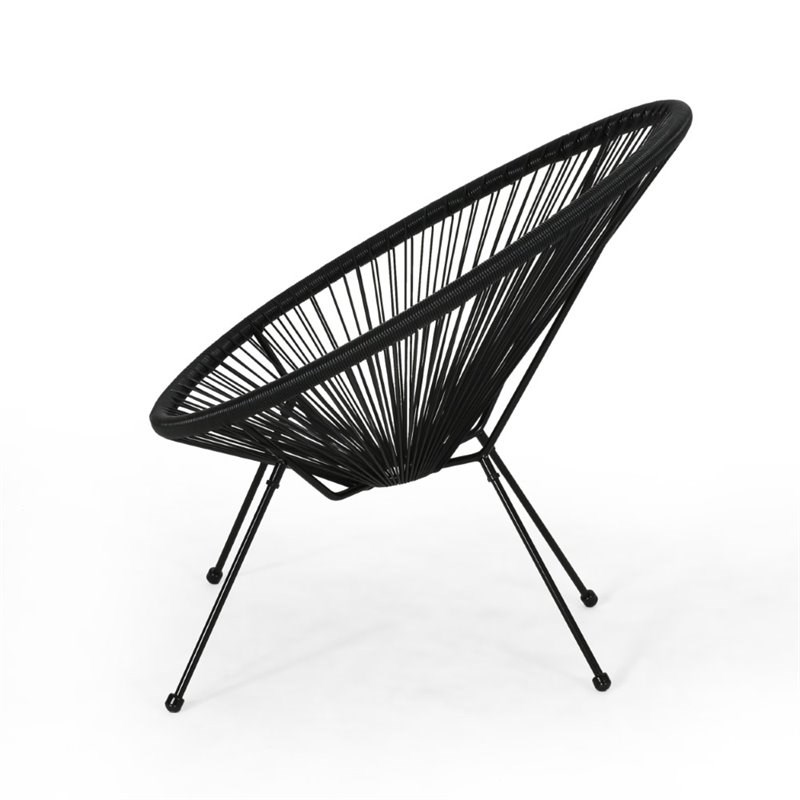 Noble House Anson Outdoor Hammock Weave Chair in Black (Set of 2)