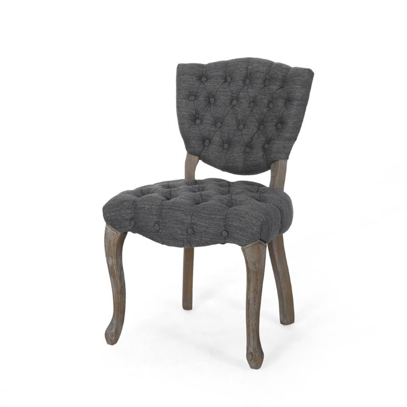 Noble House Crosswind Tufted Dining Chair in Charcoal (Set of 2)