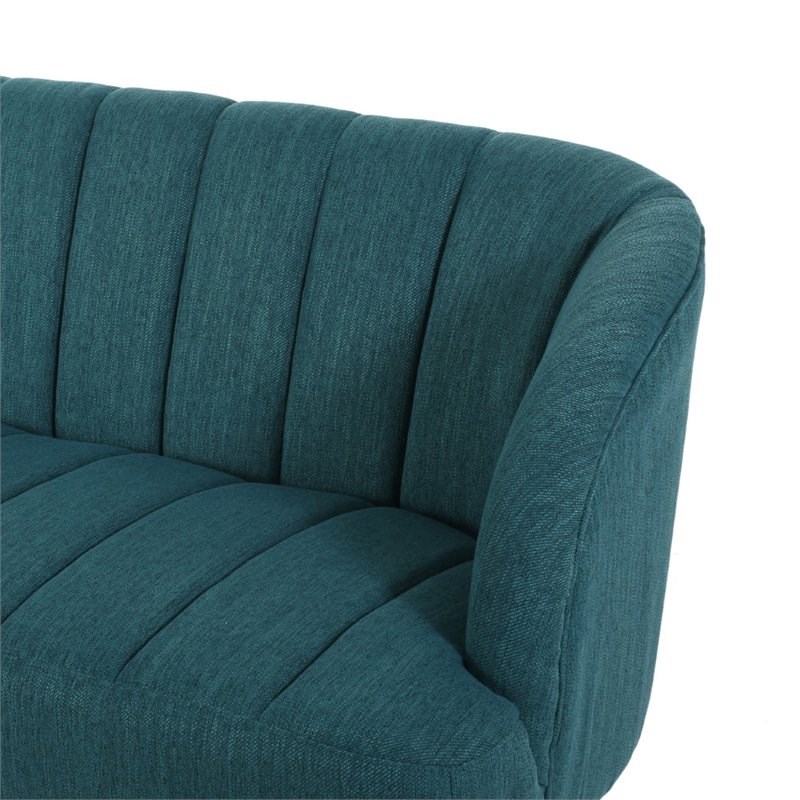 Noble House Lupine Modern Fabric Loveseat with Hairpin Legs in Teal