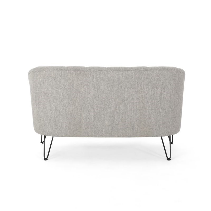Noble House Lupine Modern Fabric Loveseat with Hairpin Legs in Light Gray