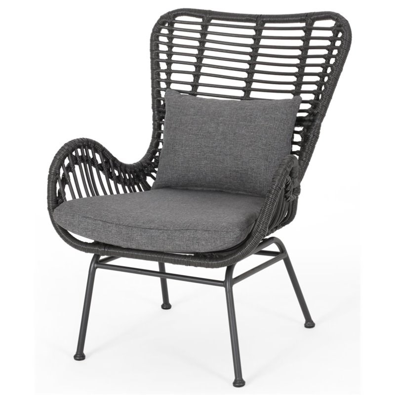 All-Weather Wicker Sun Chair Set of 2 in White and Gray Finish 