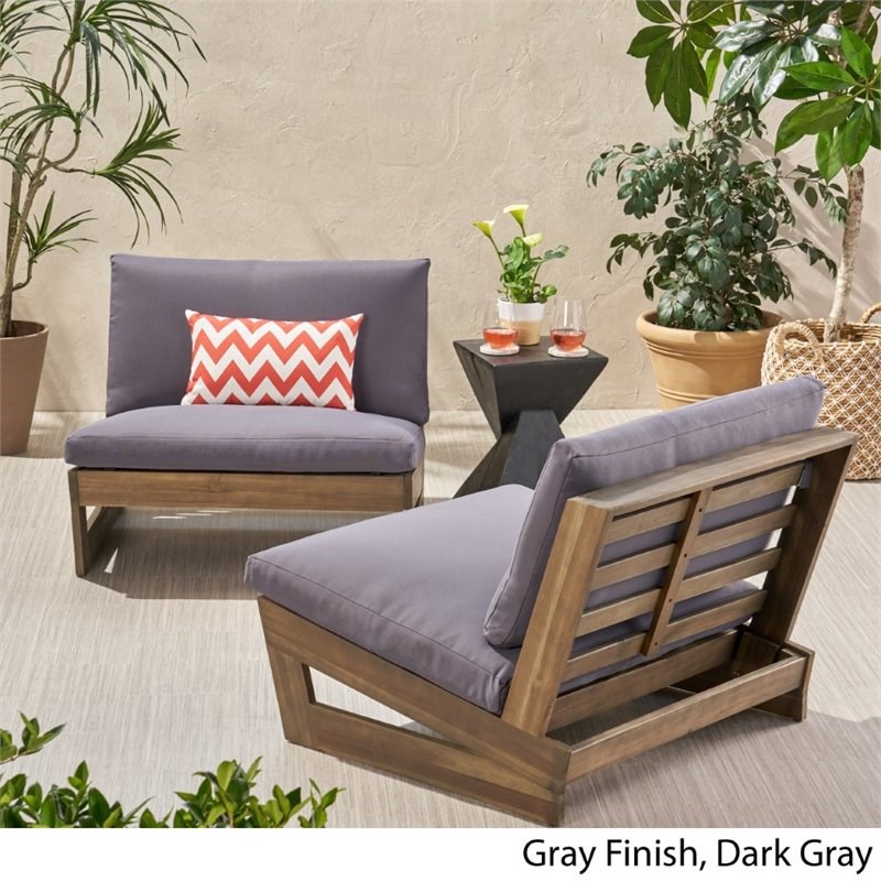 Noble House Sherwood Outdoor Acacia Wood Club Chair in Gray (Set of 2