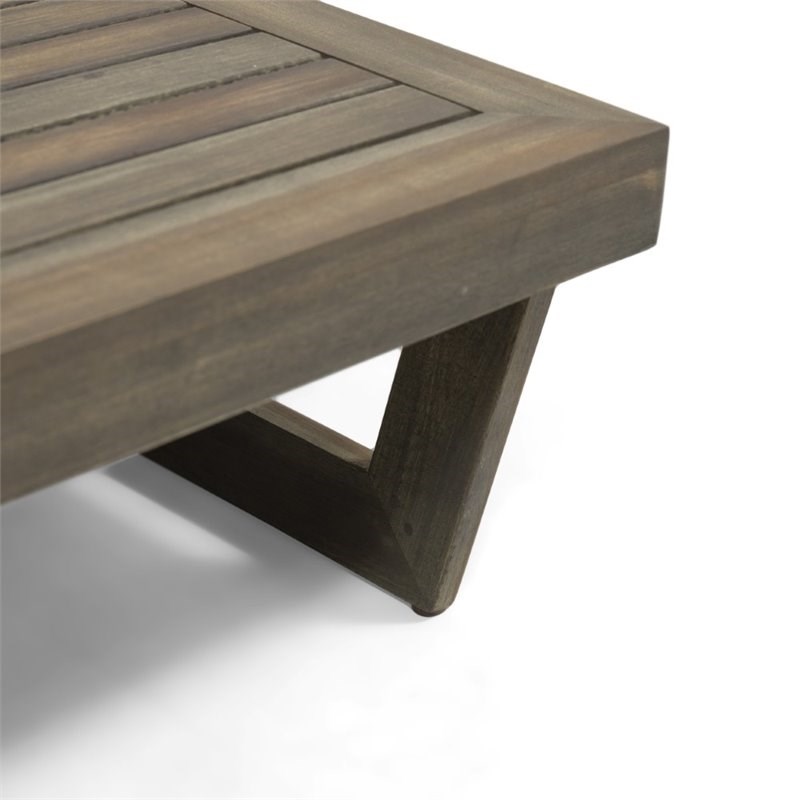 Noble House Sherwood Outdoor Acacia Wood Coffee Table in Gray
