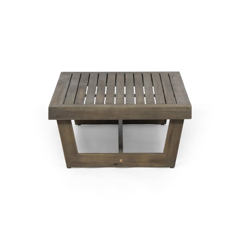Noble House Sherwood Outdoor Acacia Wood Coffee Table in Gray
