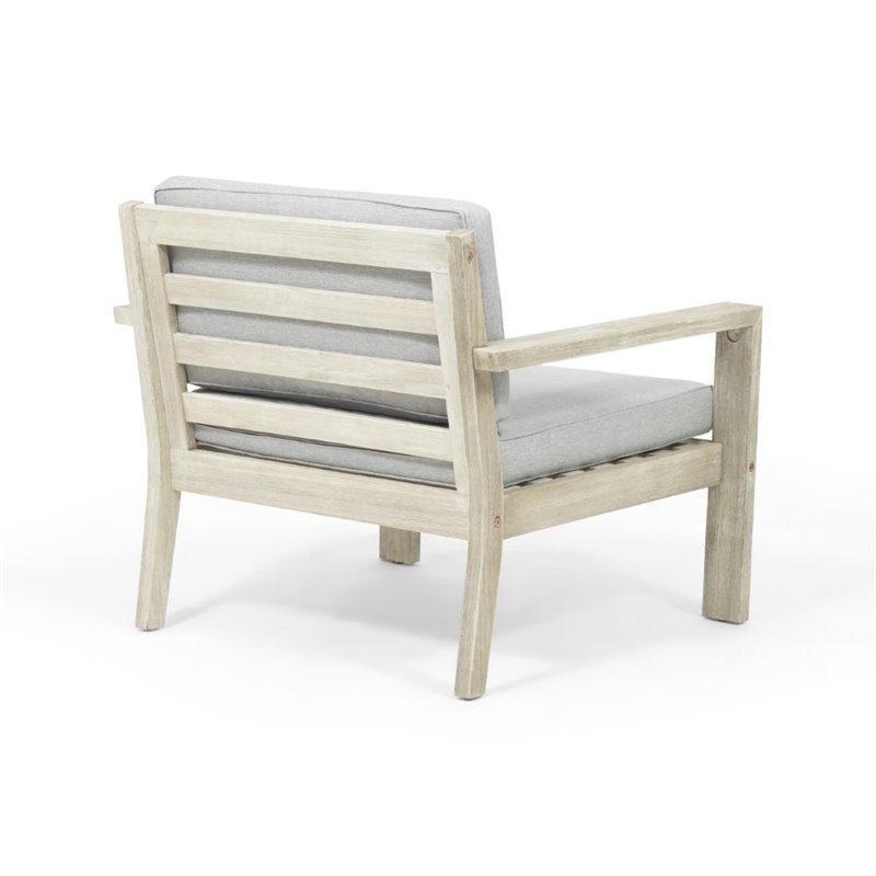 Noble House Santa Ana Outdoor Wood Club Chair in Light Gray (Set of 2)