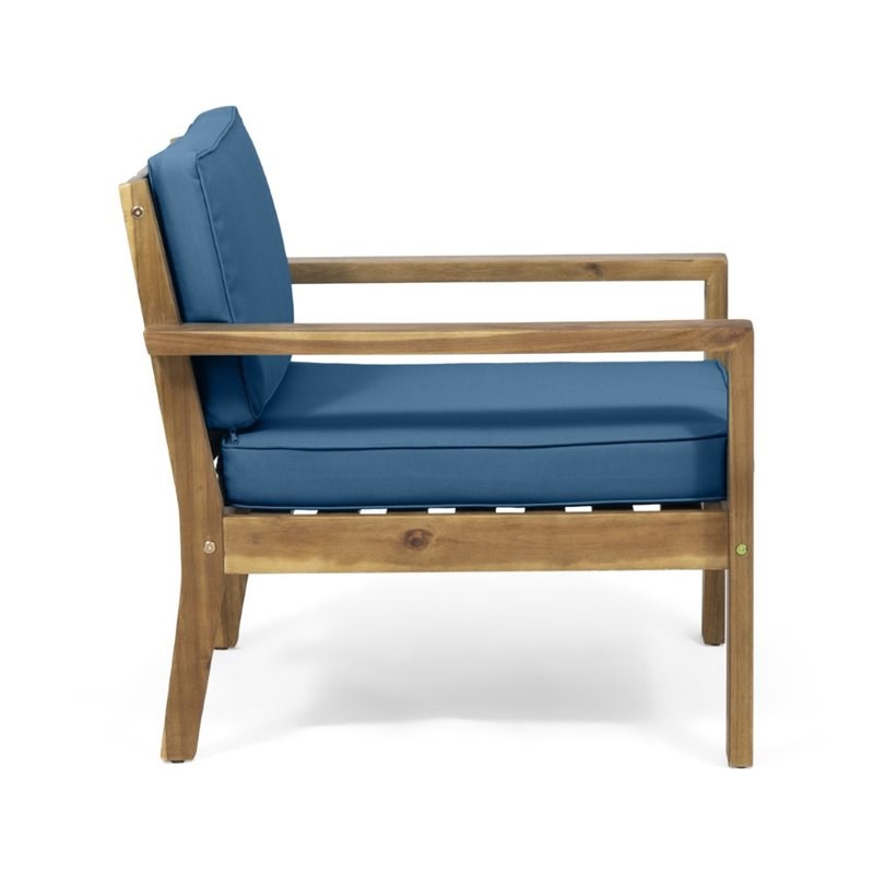 Noble House Santa Ana Outdoor Wood Club Chair in Teak and Dark Teal (Set of 2)