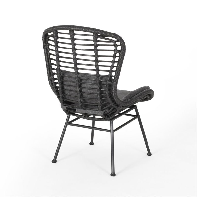 Noble House La Habra Outdoor Club Chair in Gray and Dark Gray (Set of 2)