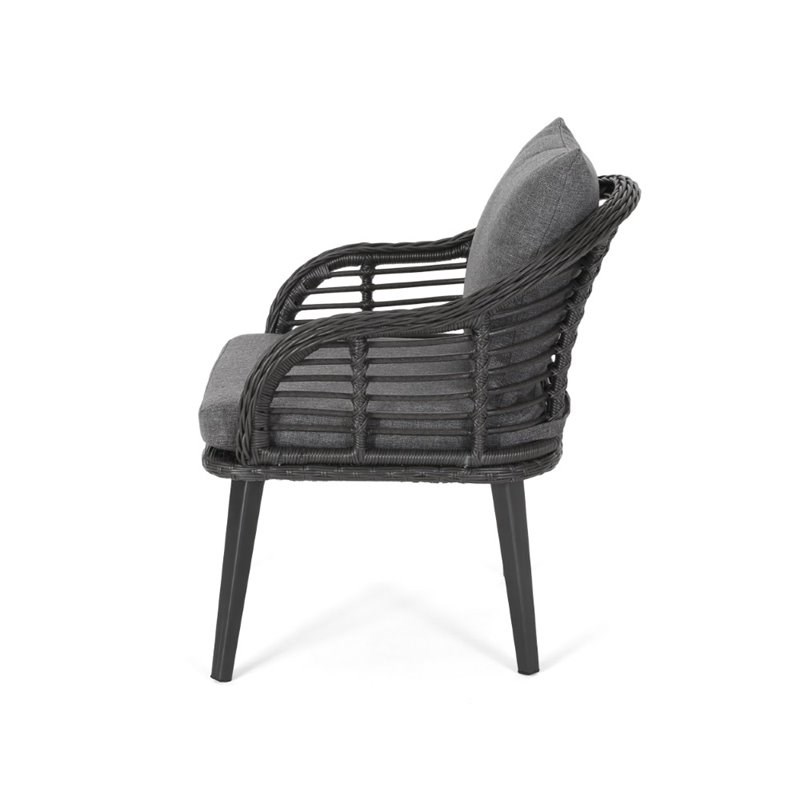 Noble House Tatiana Outdoor Wicker Club Chair in Gray and Dark Gray (Set of 2)