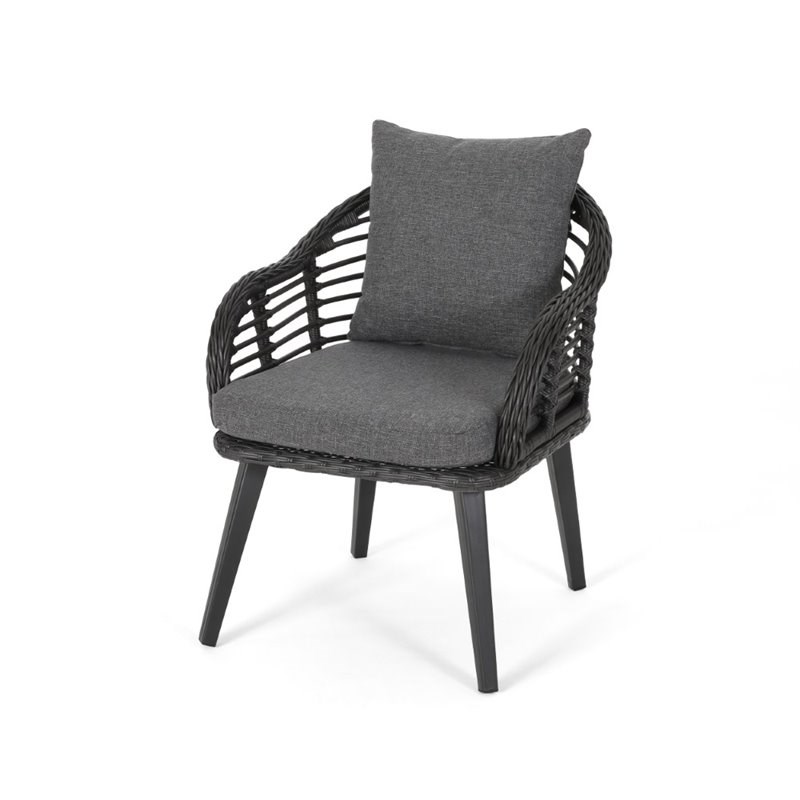 Noble House Tatiana Indoor Wicker Club Chairs with Cushion in Gray (Set of 2)