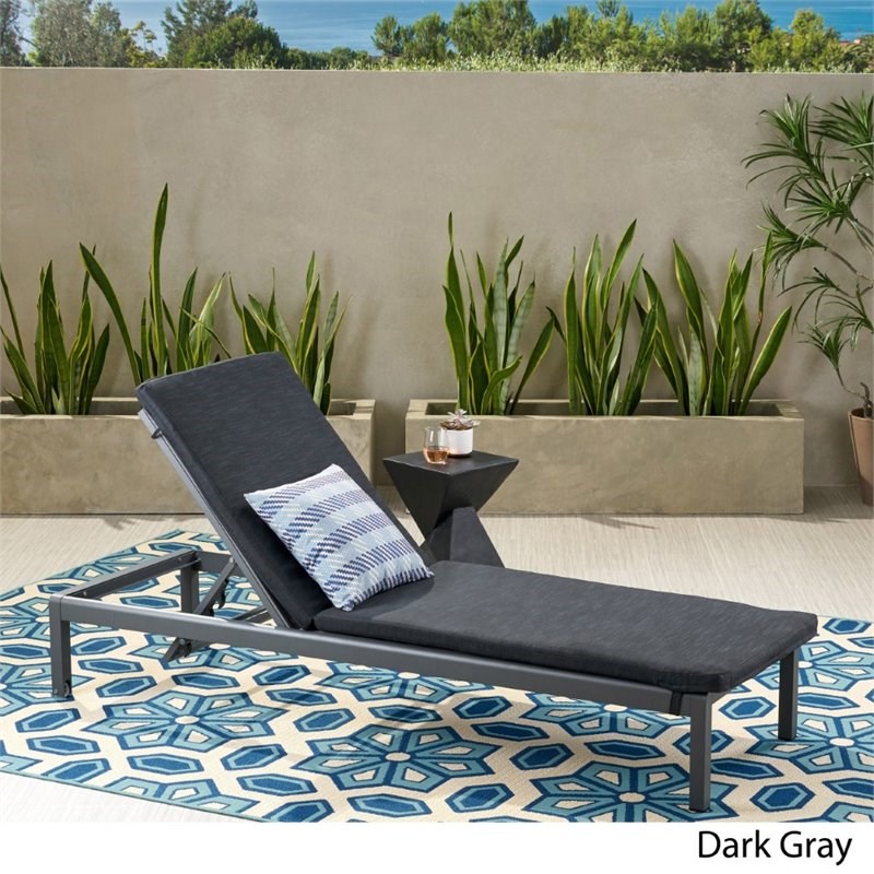 Noble House Cape Coral Outdoor Fabric Lounge Cushion in Dark Gray