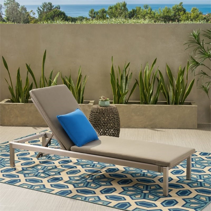 Noble House Cape Coral Outdoor Fabric Lounge Cushion in Khaki