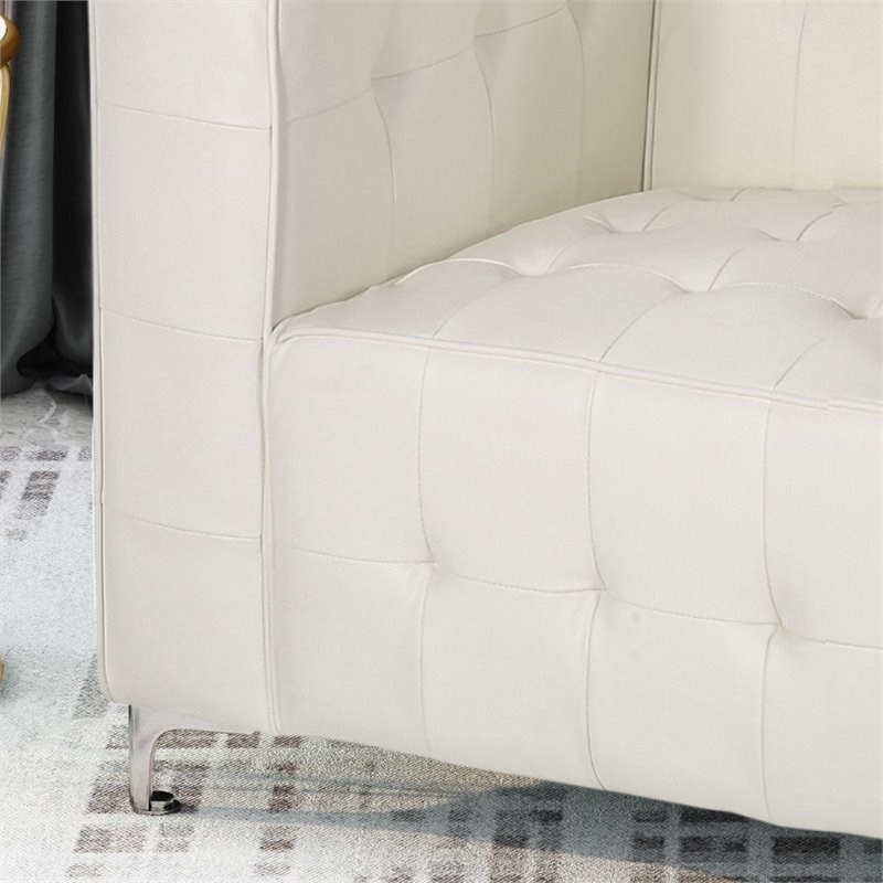 Noble House Sanders Modern Glam Leather, White Leather Club Chair