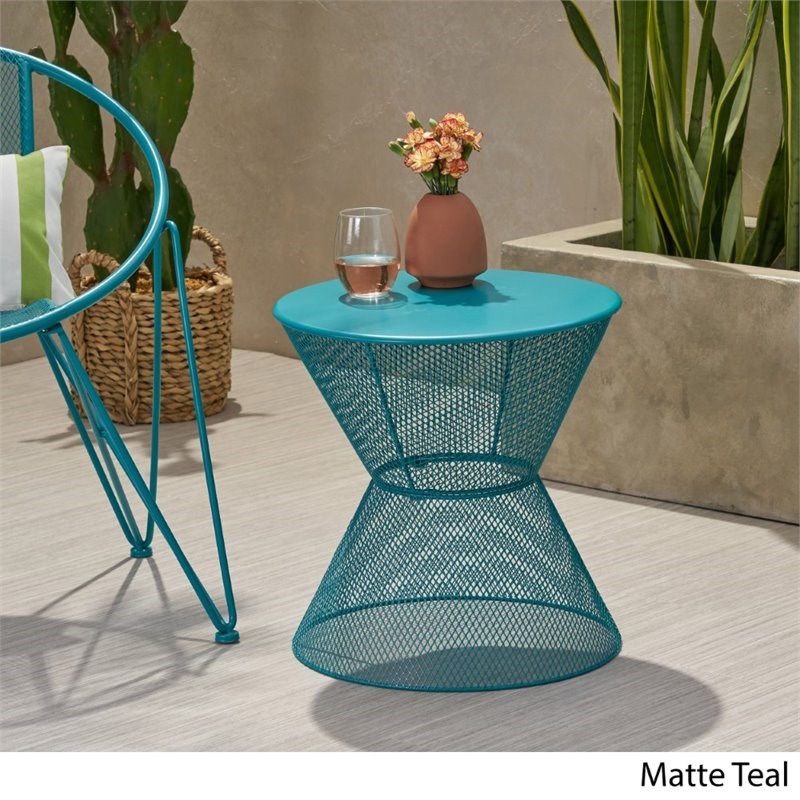 teal metal end table