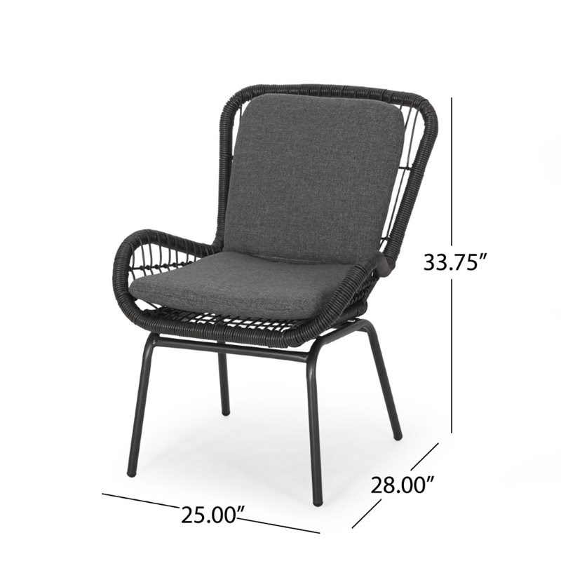 Noble House Pabrico Outdoor Wicker Club Chair in Gray and Dark Gray (Set of 2)