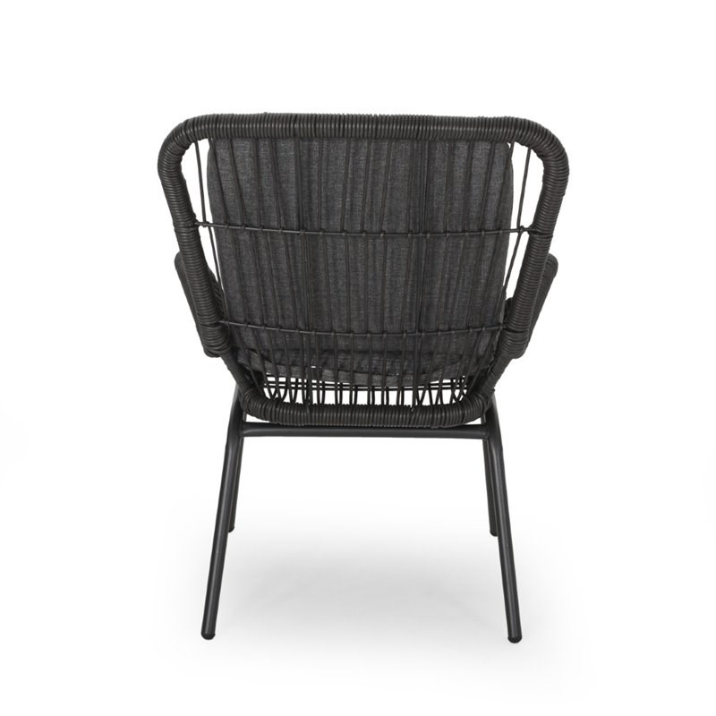 Noble House Pabrico Outdoor Wicker Club Chair in Gray and Dark Gray (Set of 2)
