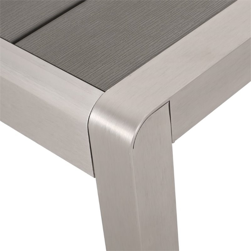 Noble House Cape Coral Outdoor Aluminum Dining Bench in Gray and Silver