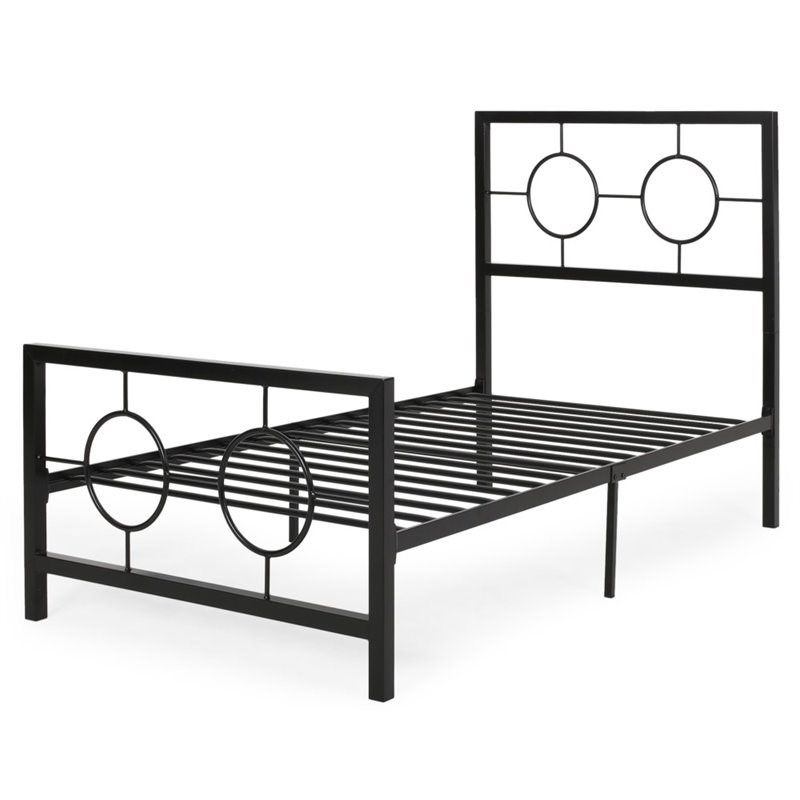 Noble House Francoise Modern Iron Twin, Black Iron Twin Bed