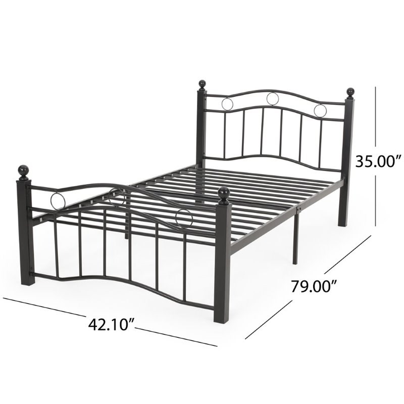 Noble House Bouvardia Contemporary Iron Twin Bed Frame in Flat Black