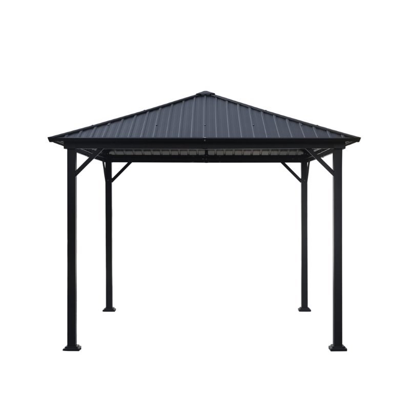 Noble House Pablo 10' x 10' Outdoor Modern Aluminum Hardtop Gazebo in