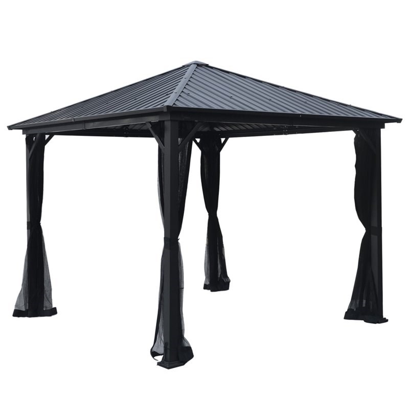 Noble House Pablo 10' x 10' Outdoor Modern Aluminum Hardtop Gazebo in ...