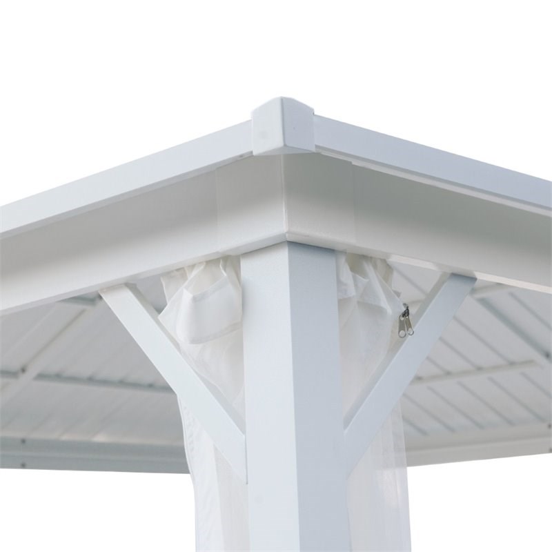 Noble House Pablo 10' x 10' Outdoor Modern Aluminum Hardtop Gazebo in White Homesquare