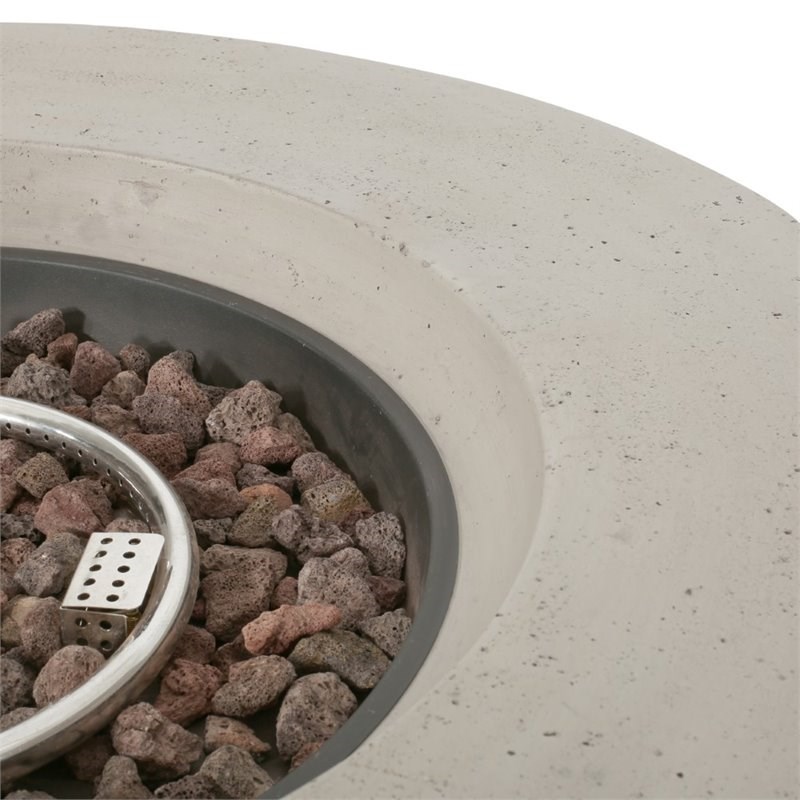 Noble House Aidan Circular Gas Fire Pit Table with Tank Holder in Light Gray