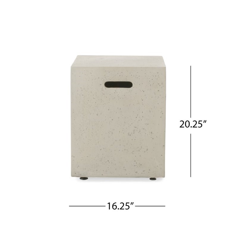 Noble House Aidan Circular Gas Fire Pit Table with Tank Holder in Light Gray