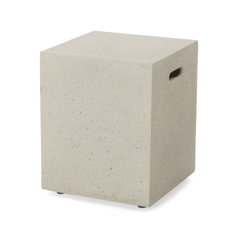 Noble House Aidan Circular Gas Fire Pit Table with Tank Holder in Light Gray