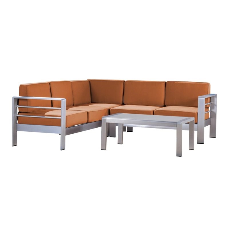 Noble House Cape Coral 4 Piece Outdoor Sofa Set in Rust