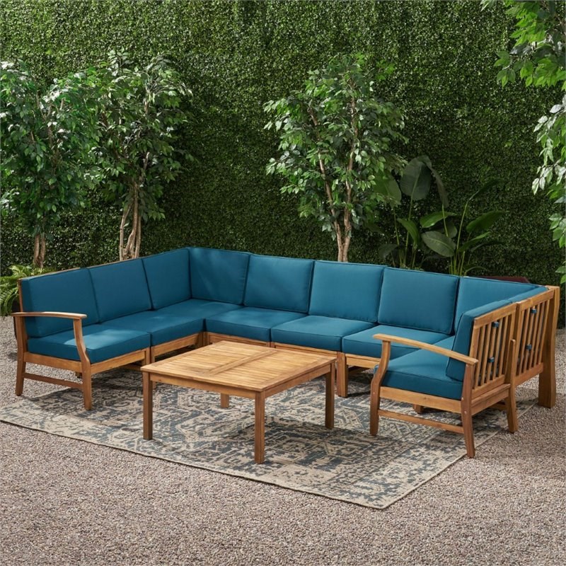 noble house perla 9 piece outdoor acacia wood sectional ...
